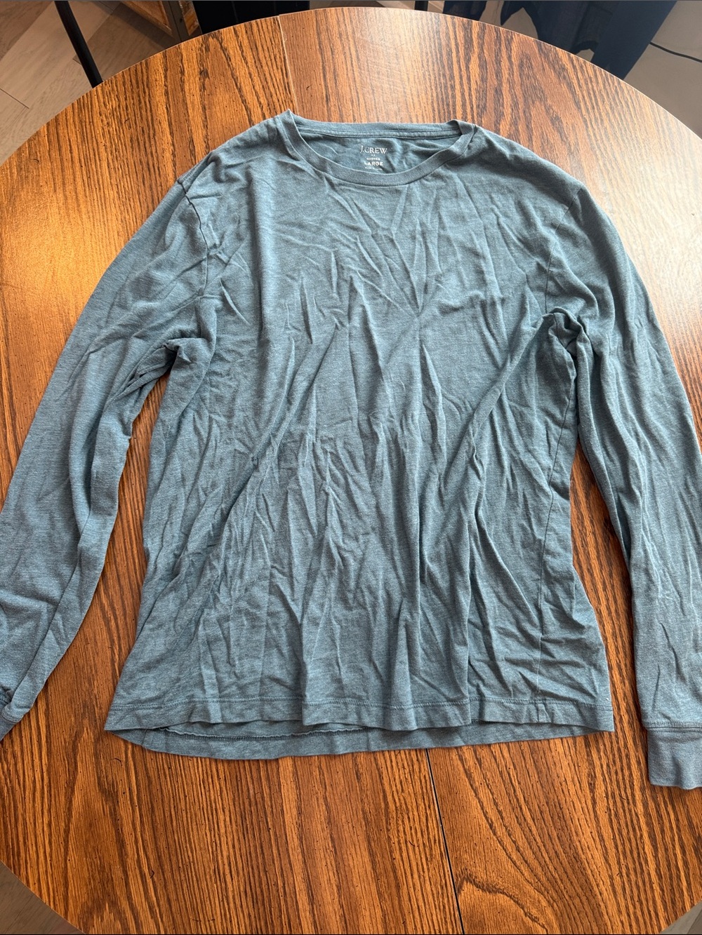 J. Crew Men’s Long-Sleeve Crewneck T-Shirt - Slate Blue Green